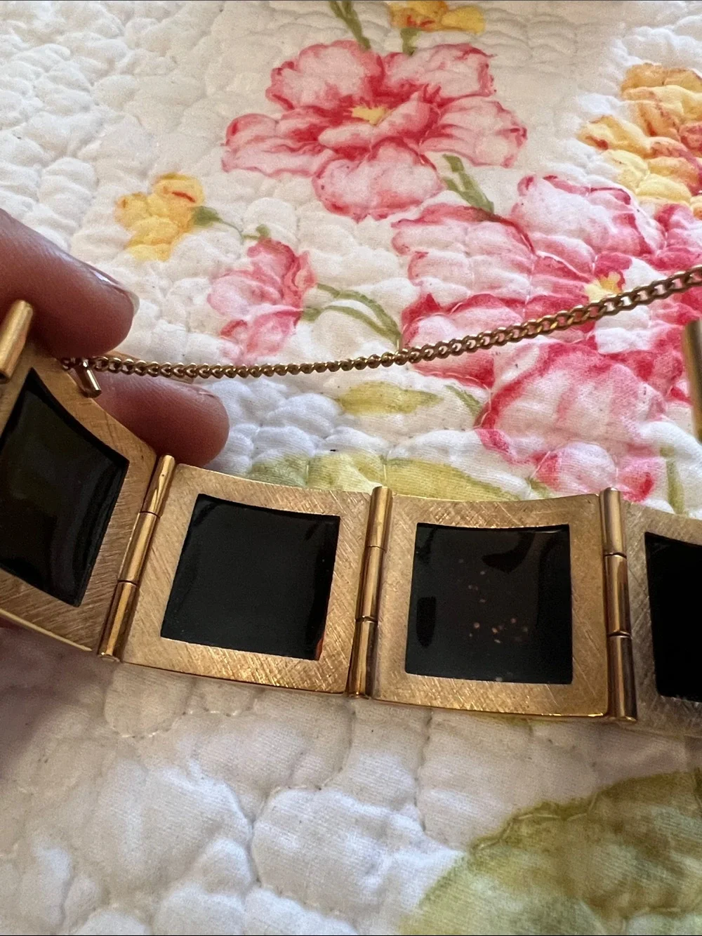 Jean Pétotouré Limoges French Enamel Bracelet and Matching Brooch Set
